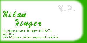 milan hinger business card